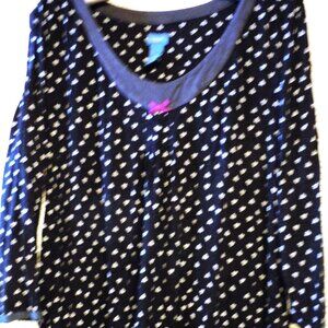 Simply Vera, Vera Wang 2 pc. pajama set Black/White Hearts   XL Top/L Pants